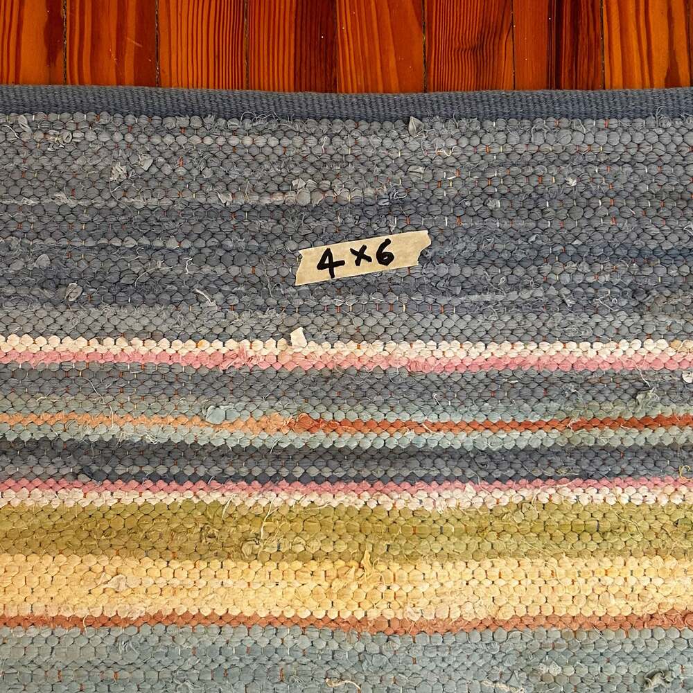 Multicolor Striped Handwoven Cotton Rag Area Rug 4x6